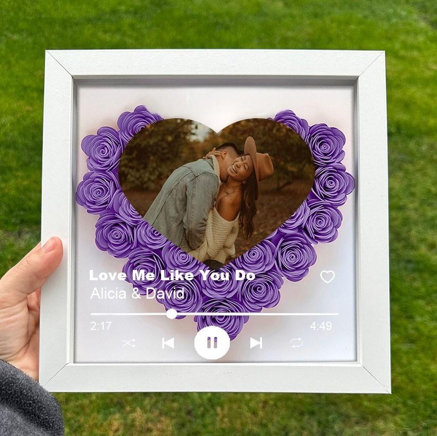 (With Song)Custom Heart Flower Shadow Box with Photo-forlovever