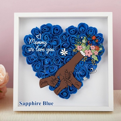 Personalized Flower Handprints Shadow Box For Mom Gift,Mom Heart Flower Shadow Box,Flower Mother Day,Gift for Mom, Grandma Nana, with Names-forlovever