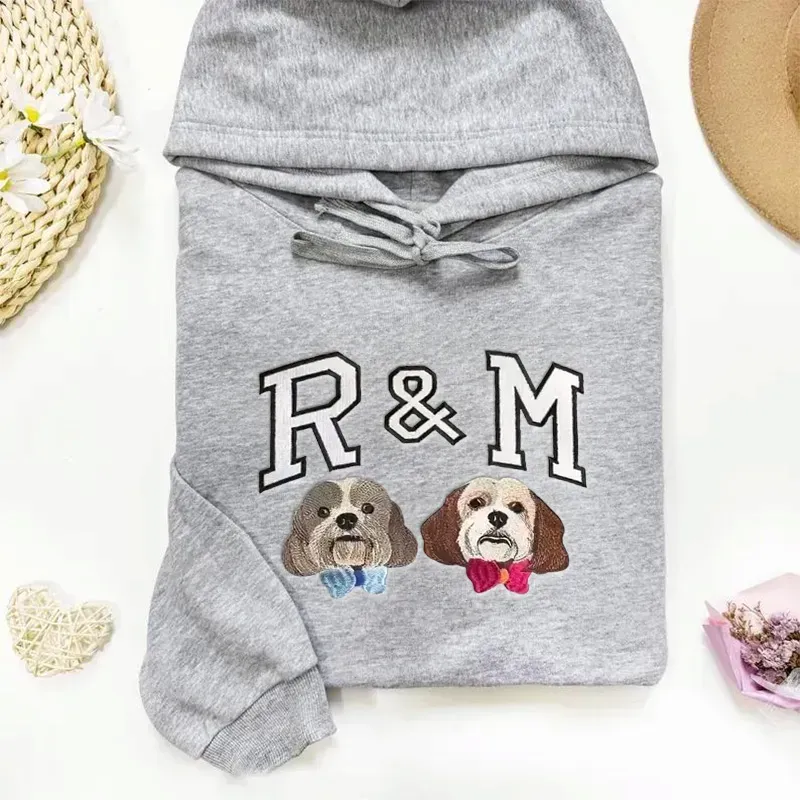 Customized Pet Photo Embroidered Sweatshirts,Hoodies Gifts For Pet Owners