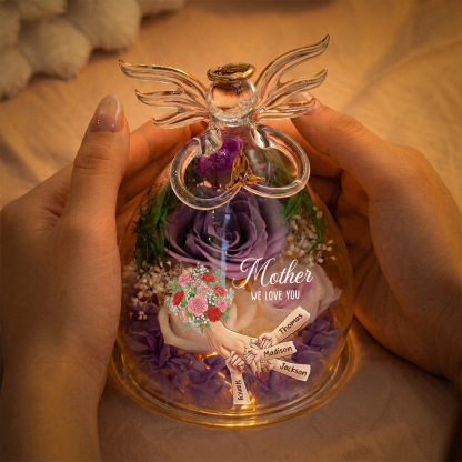 Mommy Holding Hands Personalized Flower In Angel Figurines with Ring & Manicure-Mother‘s Day Gift