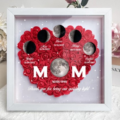 Mummy's Universe - Personalised Customised Starry Moon Phase Flower Shadow Box-forlovever