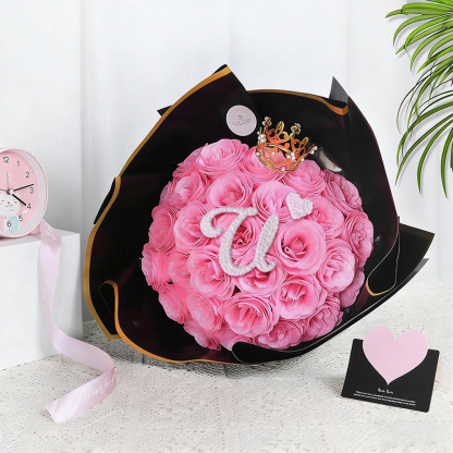 Custom Letter Glitter Rose Bouquet Couple Glitter Everlasting Rose Bouquet (Never Wither)