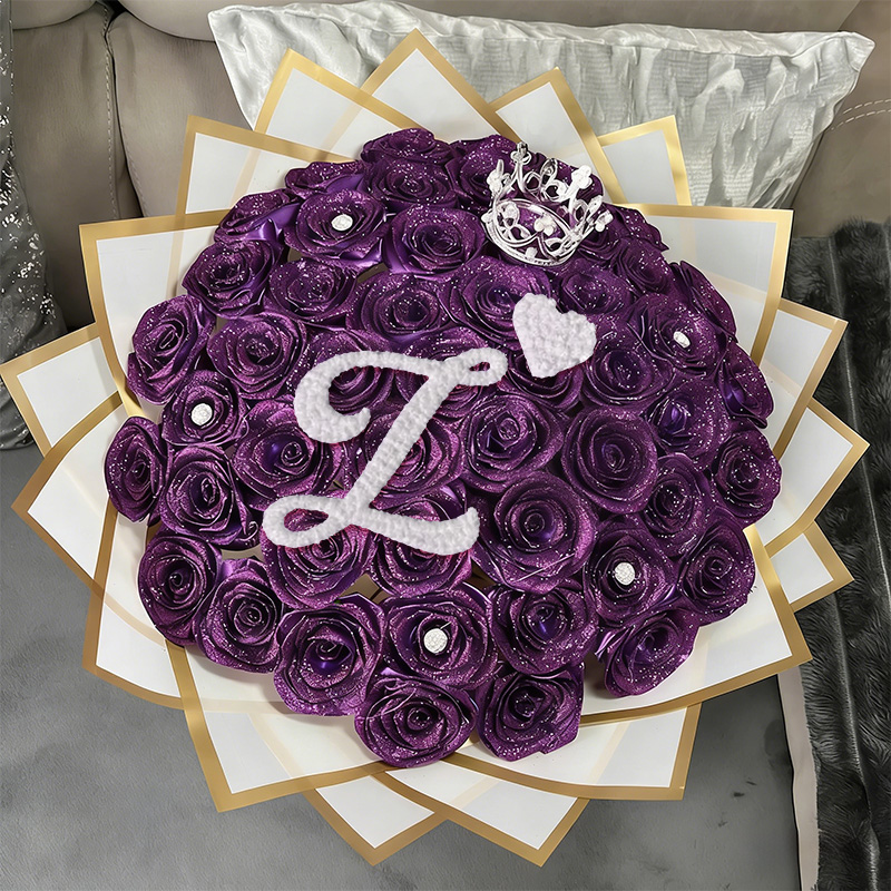 Custom Letter Glitter Rose Bouquet Couple Glitter Everlasting Rose Bouquet (Never Wither)