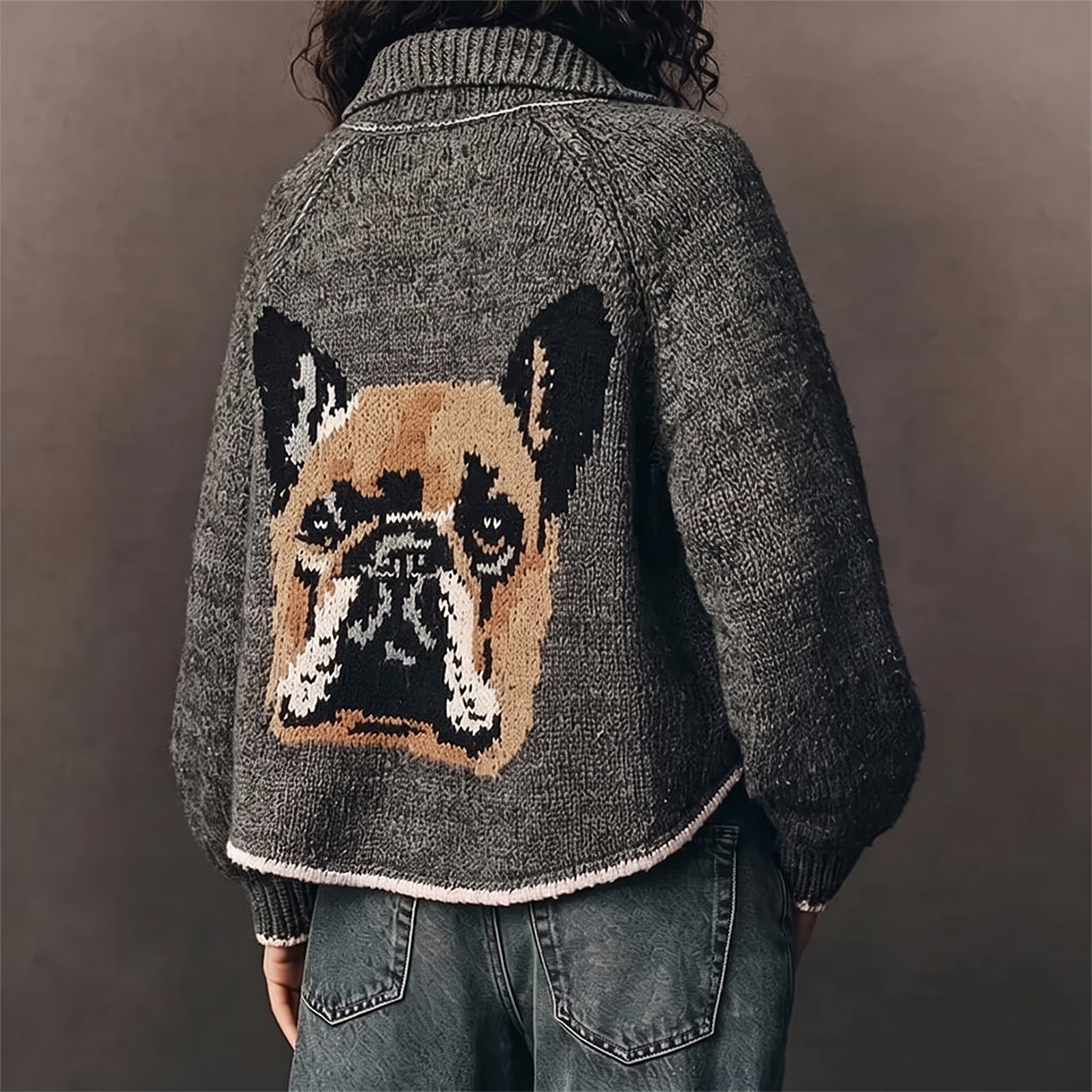 Custom Pet Portrait Knit Cardigan – Personalized Dog & Cat Sweater