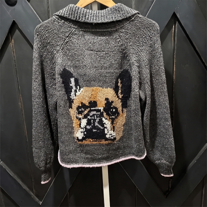 Custom Pet Portrait Knit Cardigan – Personalized Dog & Cat Sweater
