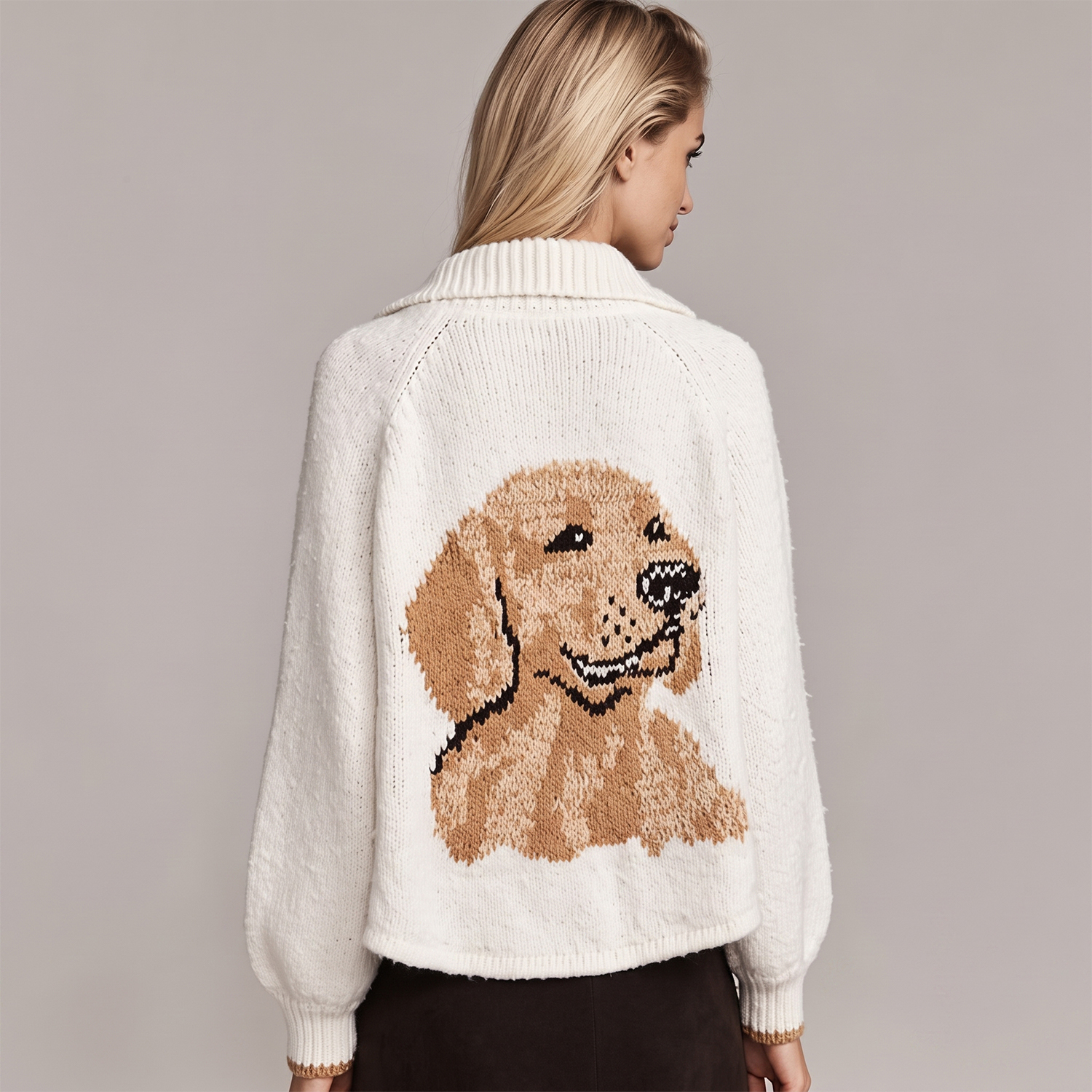 Custom Pet Portrait Knit Cardigan – Personalized Dog & Cat Sweater