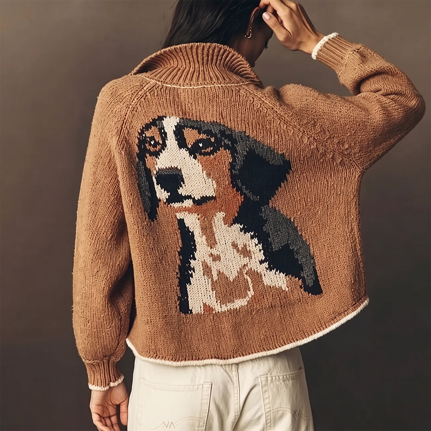 Custom Pet Portrait Knit Cardigan – Personalized Dog & Cat Sweater