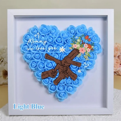 Personalized Flower Handprints Shadow Box For Mom Gift,Mom Heart Flower Shadow Box,Flower Mother Day,Gift for Mom, Grandma Nana, with Names-forlovever