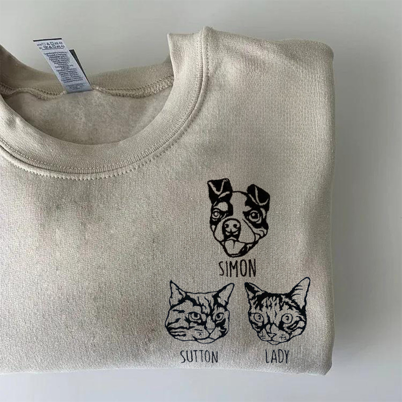 Custom Embroidered Pet Face Sweatshirt, Hoodie, Tee