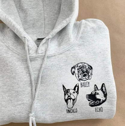 Custom Embroidered Pet Face Sweatshirt, Hoodie, Tee