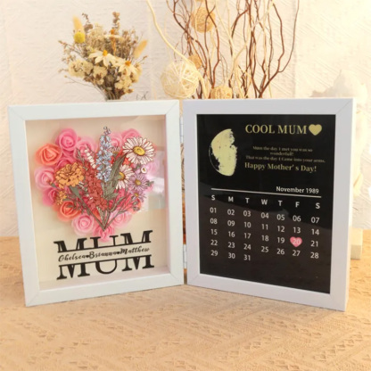 Personalized Birth Flower With REAL MOON PHASE Anniversary Calendar Box-forlovever