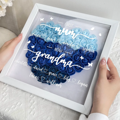 First Mom Now Grandma - Personalized Flower Shadow Box-forlovever