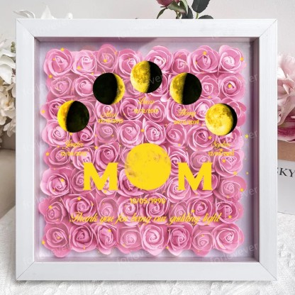 Mummy's Universe - Personalised Customised Starry Moon Phase Flower Shadow Box-forlovever