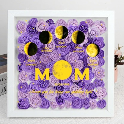 Mummy's Universe - Personalised Customised Starry Moon Phase Flower Shadow Box-forlovever