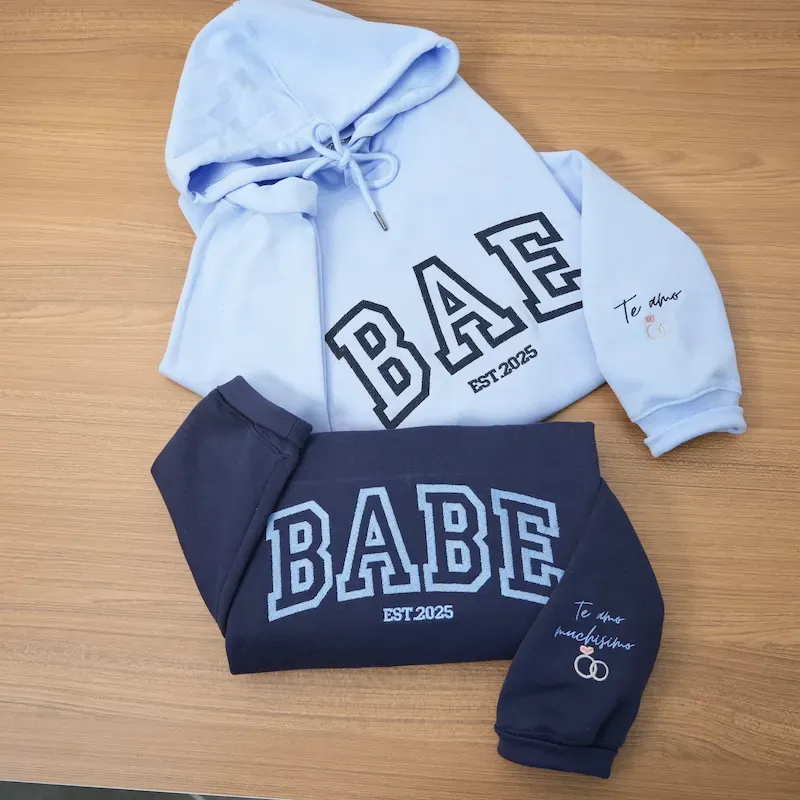 Custom Wifey and Hubby embroidered Hoodie-Personalized Couples Matching Sweatshirt