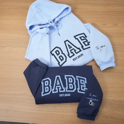 Custom Wifey and Hubby embroidered Hoodie-Personalized Couples Matching Sweatshirt