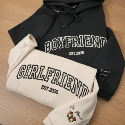 Custom Wifey and Hubby embroidered Hoodie-Personalized Couples Matching Sweatshirt