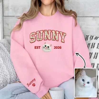 Custom Pet Portrait Floral Applique Embroidered Sweatshirt Hoodie T-shirt