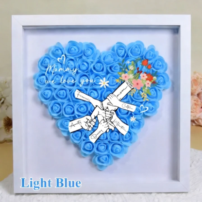 Personalized Flower Handprints Shadow Box For Mummy Gift,Mom Heart Flower Shadow Box,Flower Mother Day,Gift for Mom, Grandma Nana, with Names