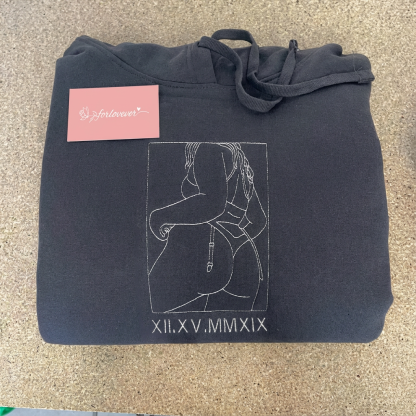 Custom Embroidered Sweatshirt – Personalized Sexy Portrait Gift for Boyfriend