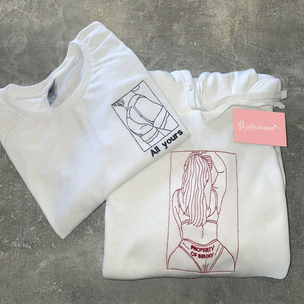 Custom Embroidered Sweatshirt – Personalized Sexy Portrait Gift for Boyfriend