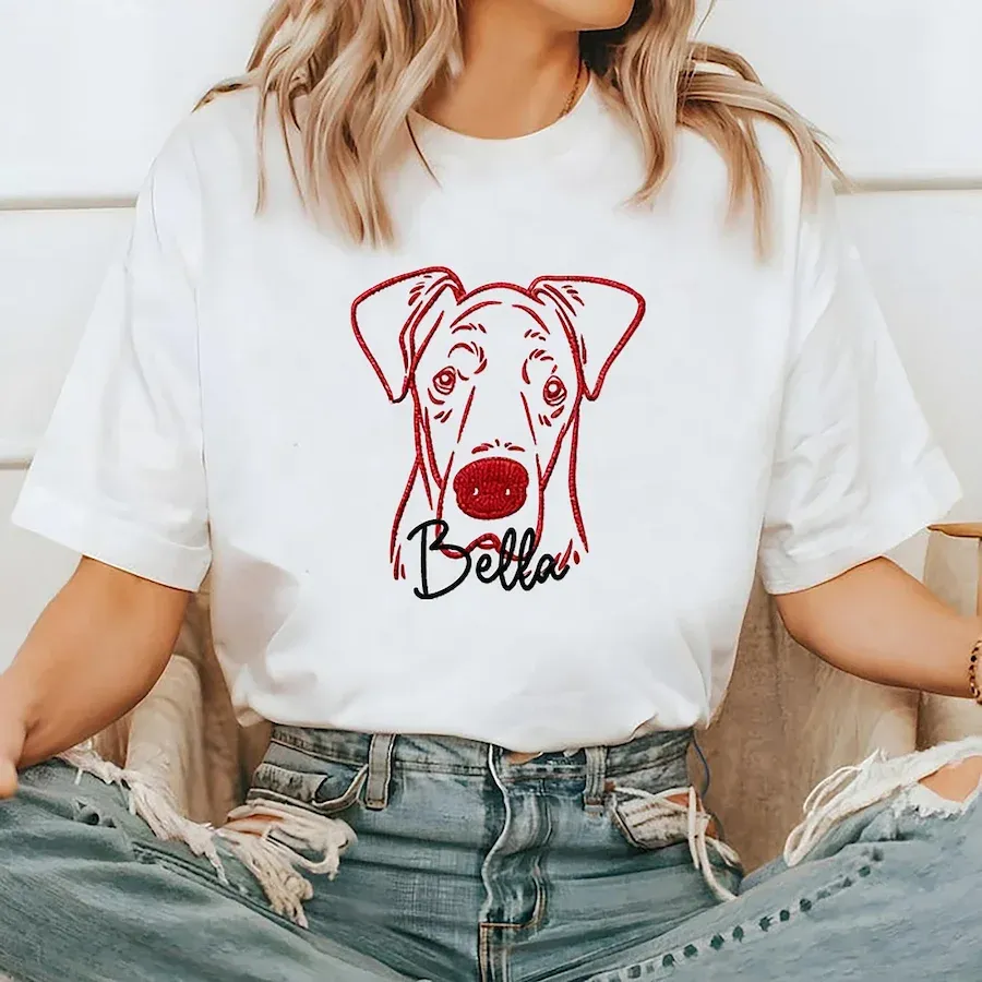 Custom Embroidered Pet Silhouette Sweatshirts With The Option To Add Your Pet's Name, Perfect Christmas Gifts For Pet Lovers