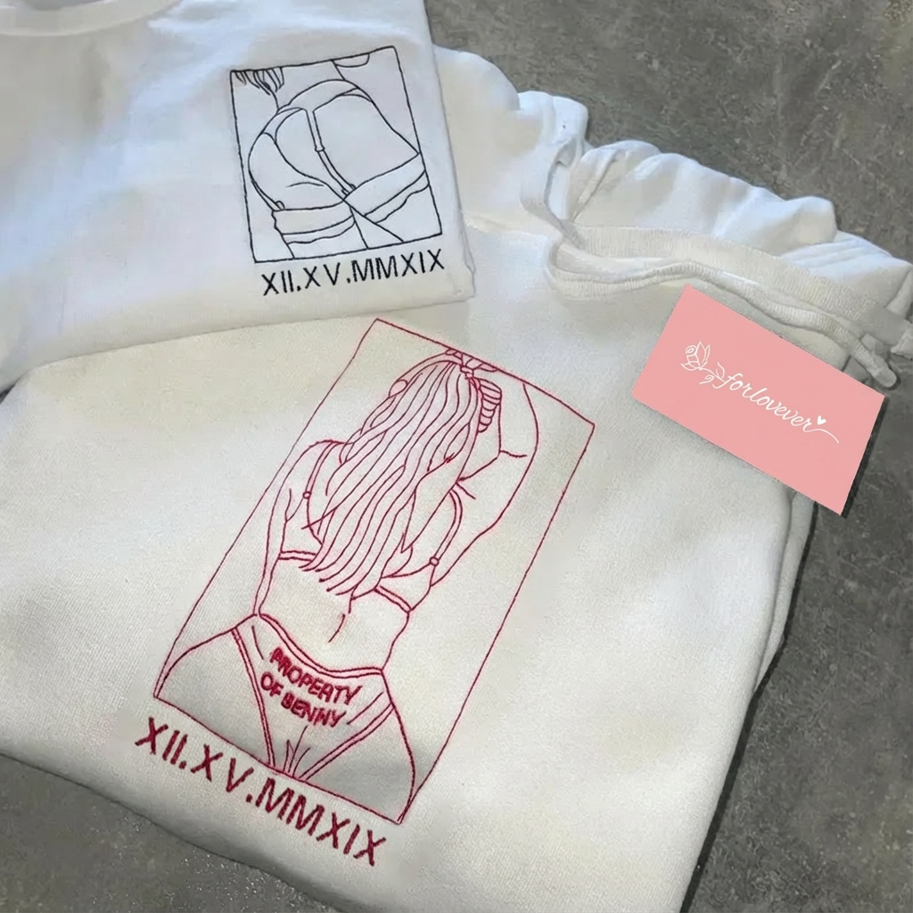 Custom Embroidered Sweatshirt – Personalized Sexy Portrait Gift for Boyfriend