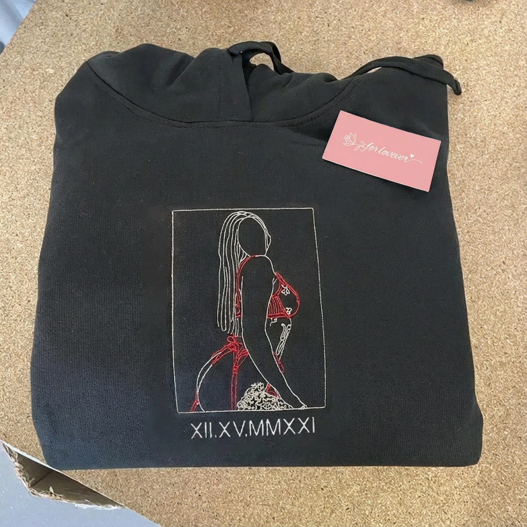 Custom Embroidered Sweatshirt – Personalized Sexy Portrait Gift for Boyfriend