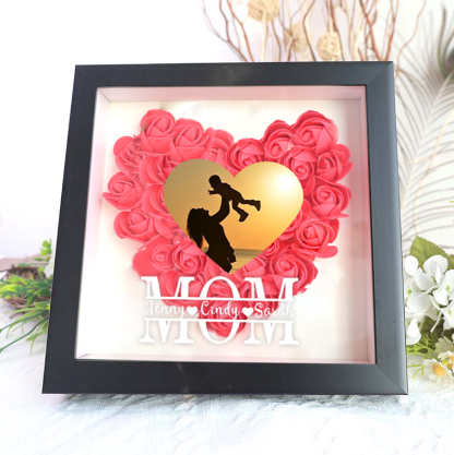 Mom Heart Photo Flower Pattern Shadow Box Gift-forlovever
