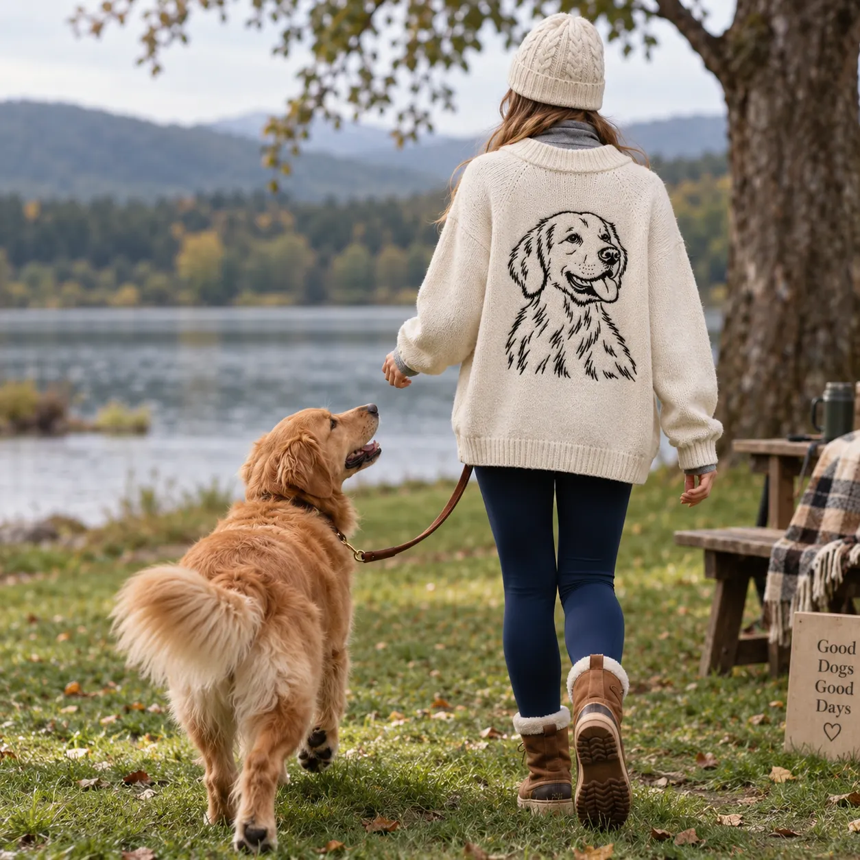 Personalized Pet Portrait Knit Cardigan – Custom Pet Embroidered Sweater Keepsake