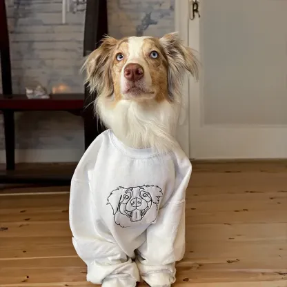 Custom Embroidered Sweatshirt,Pet Face Sketch Embroidery