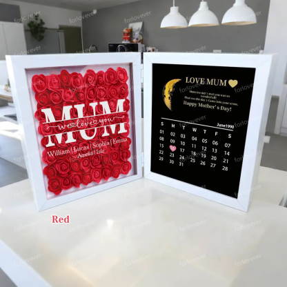 NANA Mum We Love You With REAL MOON PHASE Anniversary Calendar - Personalized Flower Shadow Box-forlovever