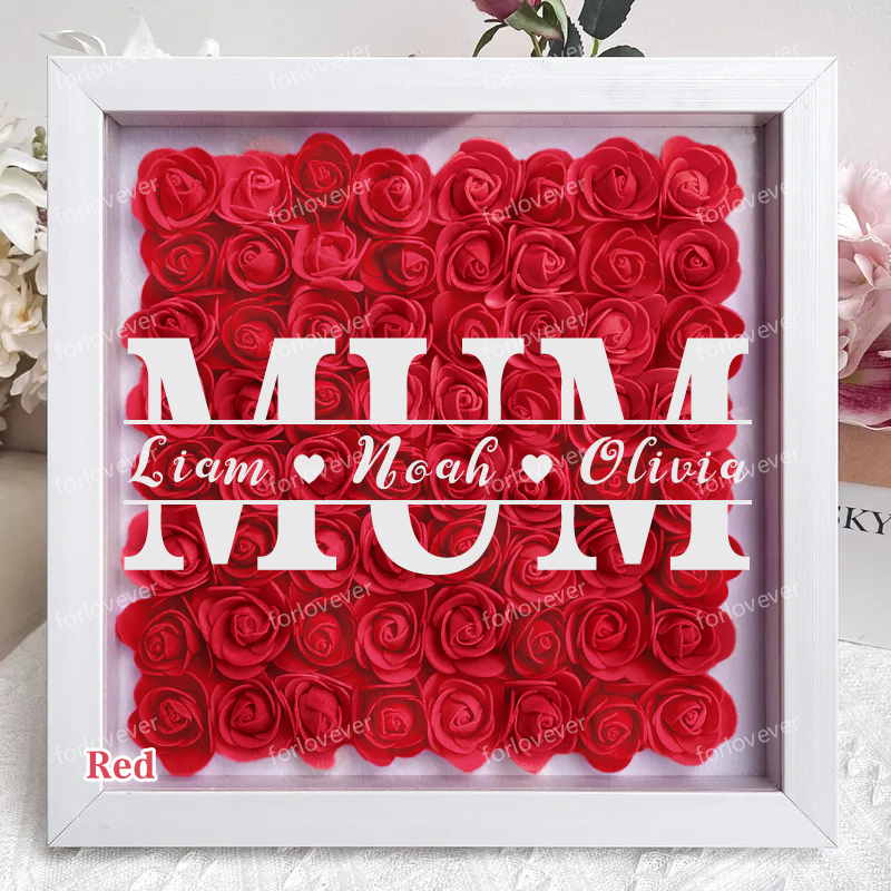 Mom Square Shaped Monogram Flower Shadow Box Gift-forlovever