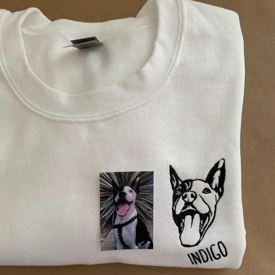 Custom Pet Portrait Embroidered T-Shirts, Sweatshirts and Hoodies