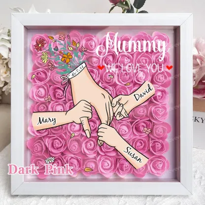 Family Love Blooms Forever – Personalised Mom & Grandma Flower Shadow Box with Names