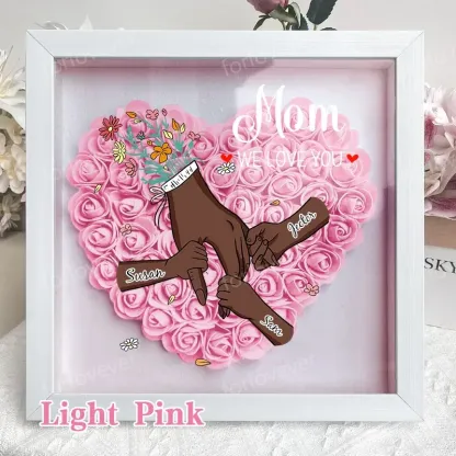 Family Love Blooms Forever – Personalised Mom & Grandma Flower Shadow Box with Names