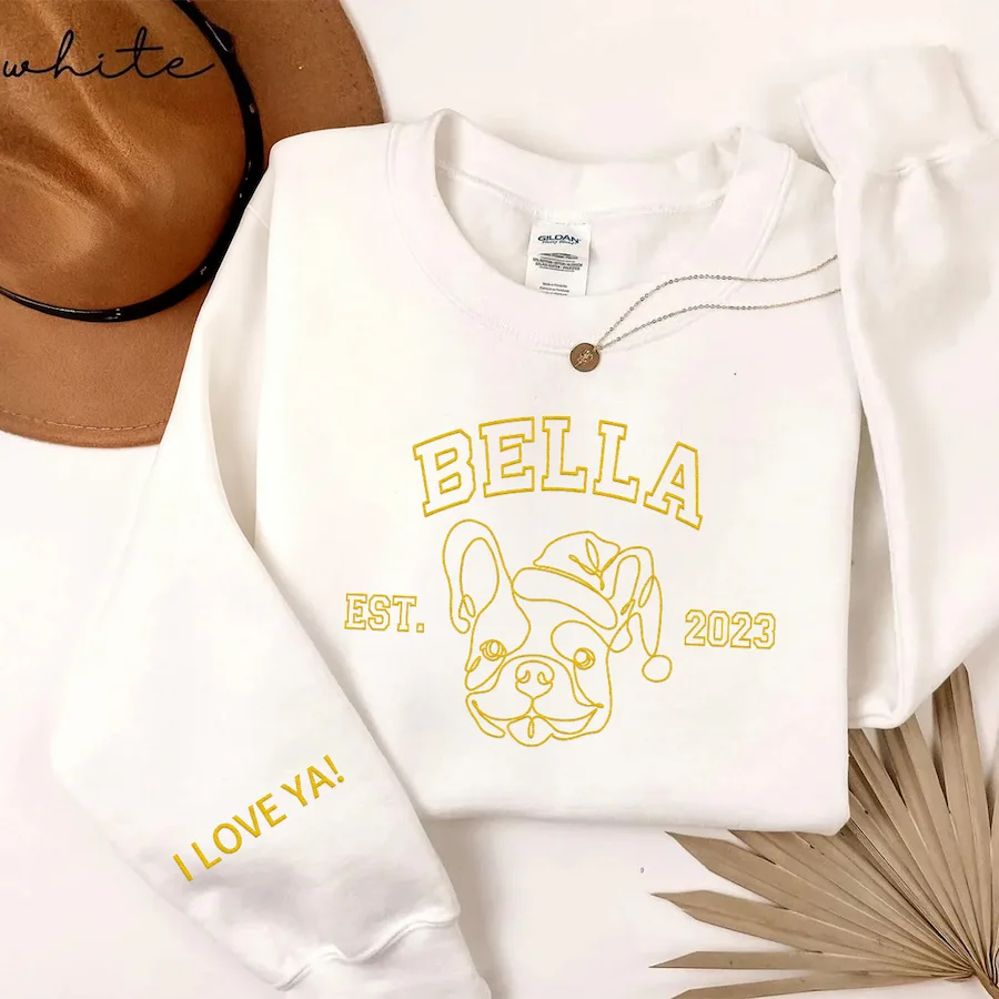 Custom Embroidered Pet Silhouette Christmas Sweatshirts, Perfect Christmas Gift For Pet Lovers