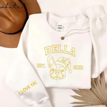 Custom Embroidered Pet Silhouette Christmas Sweatshirts, Perfect Christmas Gift For Pet Lovers