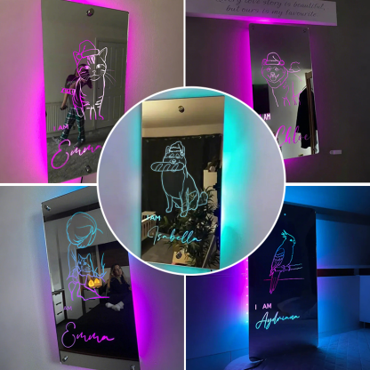 Customized Pet Photo christmas Mirror Light - Surprise Gift For Family and Pet Lovers