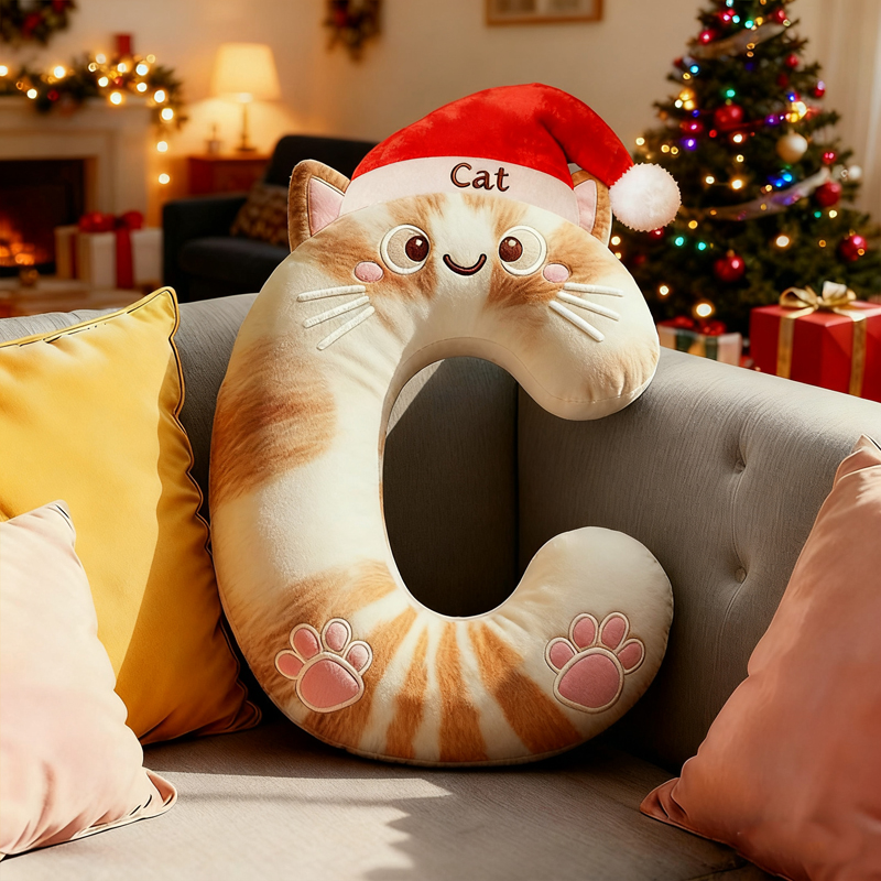 Personalized Pet Lover Letter Christmas Pillow with Custom Name Design Graphic 3D Print