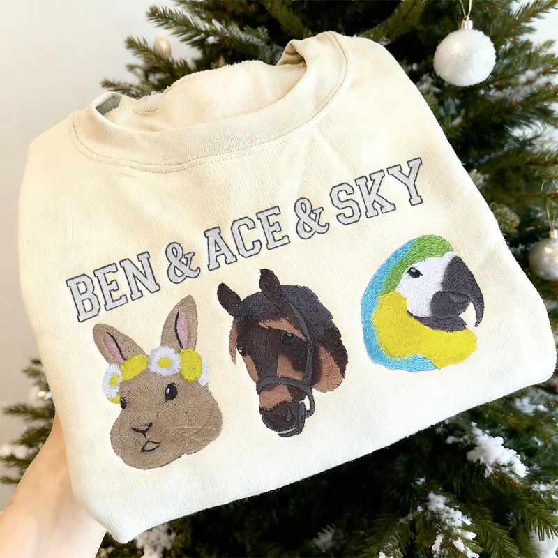 Custom Bird/Guinea Pig/Horse/Hamster Other Pet Photo Christmas Classic Embroidered Sweatshirt/Hoodie