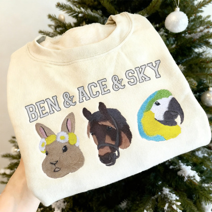 Custom Bird/Guinea Pig/Horse/Hamster Other Pet Photo Christmas Classic Embroidered Sweatshirt/Hoodie