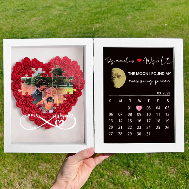 The Day I Found My Missing Piece Custom Heart Flowers Frame Anniversary Calendar🌺-forlovever