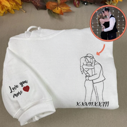 Forlovever Customized Couple Photo embroidered sweatshirt