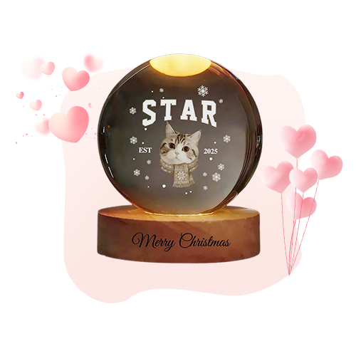Customized pet photo Christmas-themed crystal ball night light
