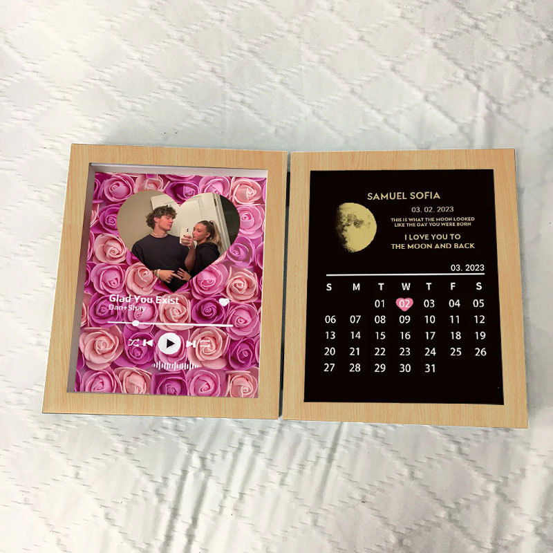 (With Song) Custom Flowers Frame with REAL MOON PHASE Anniversary Calendar🌺-forlovever
