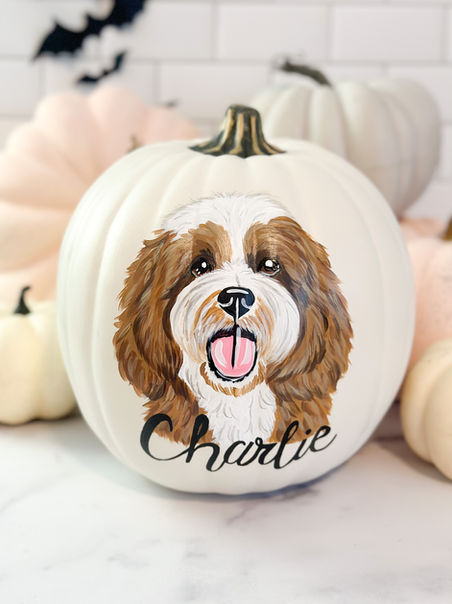Custom Hand-Painted Pet Portrait Pumpkin, Personalized Dog & Cat Halloween Decor, Faux Pumpkin Pet Memorial & Fall Home Decoration