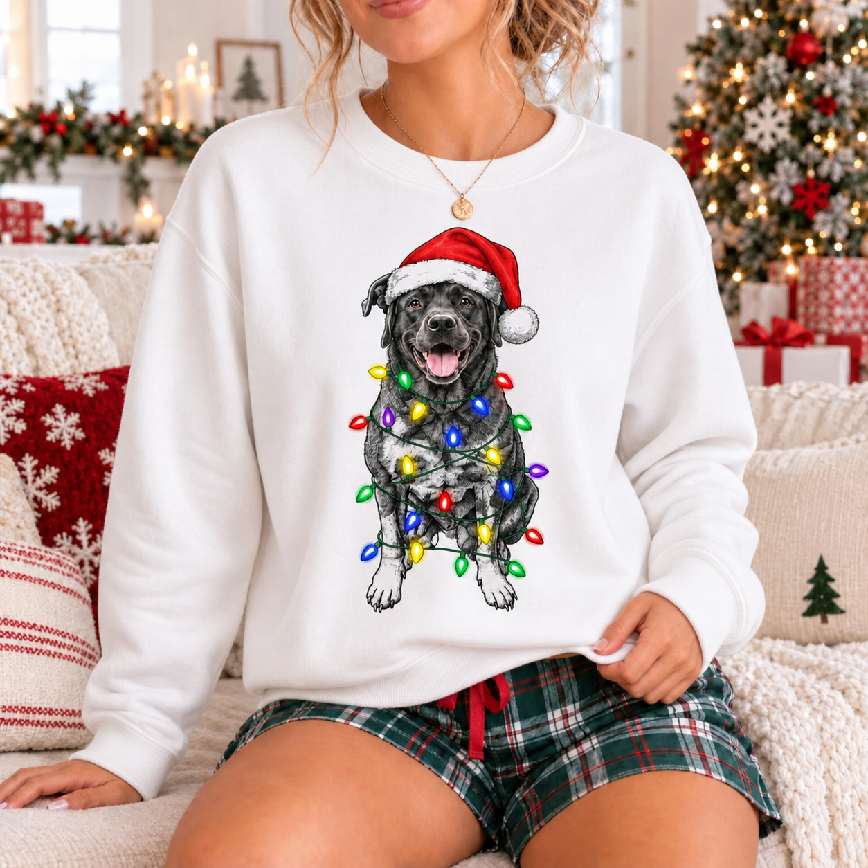 Custom Pet Photo Christmas Sweatshirt, Personalized Holiday Crewneck, Christmas Gift for Pet Lovers