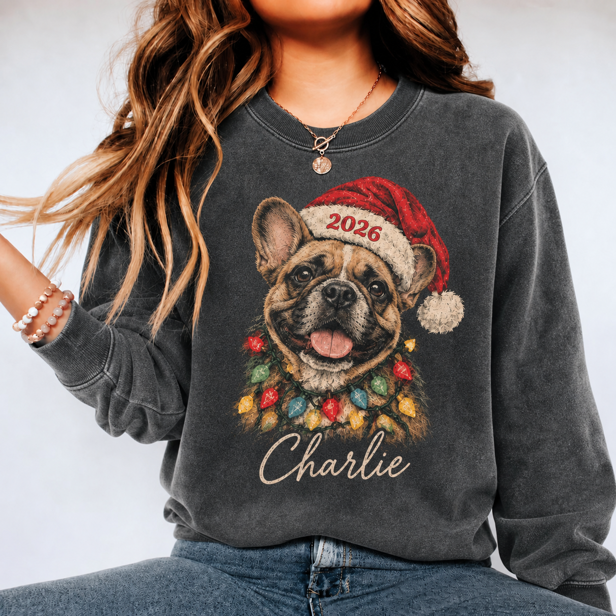 Personalized Pet Portrait Christmas Washed Sweatshirt – A Heartwarming Christmas Gift