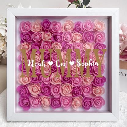 Personalized Flower Heart Shadow Box for Mommy, Mother's Day Gift, Mom's Rose Frame Box,Flower Gift Box for Mom Grandma Nana,Birthday Gift for Mum-forlovever